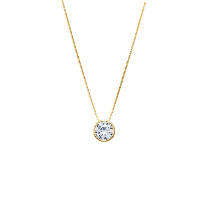 CZ Bezel Pendant Link Necklace sold by Adina Eden's
