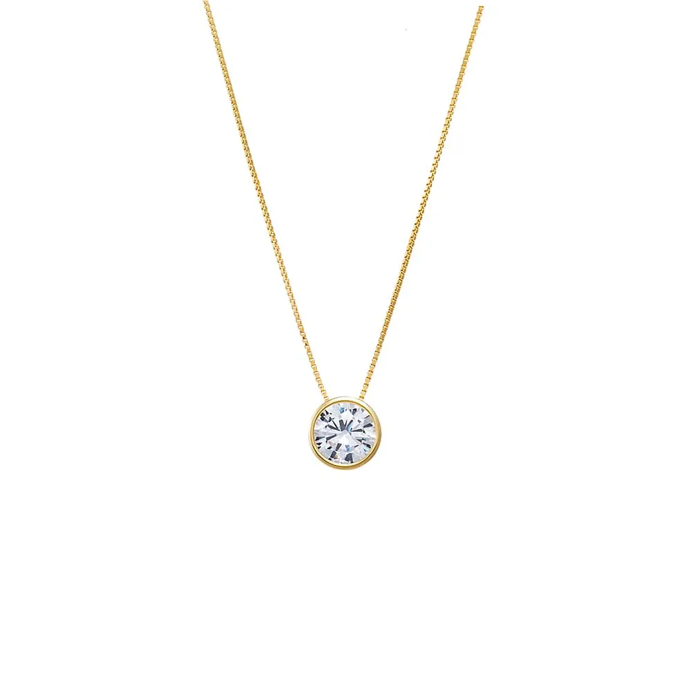 CZ Bezel Pendant Link Necklace sold by Adina Eden's