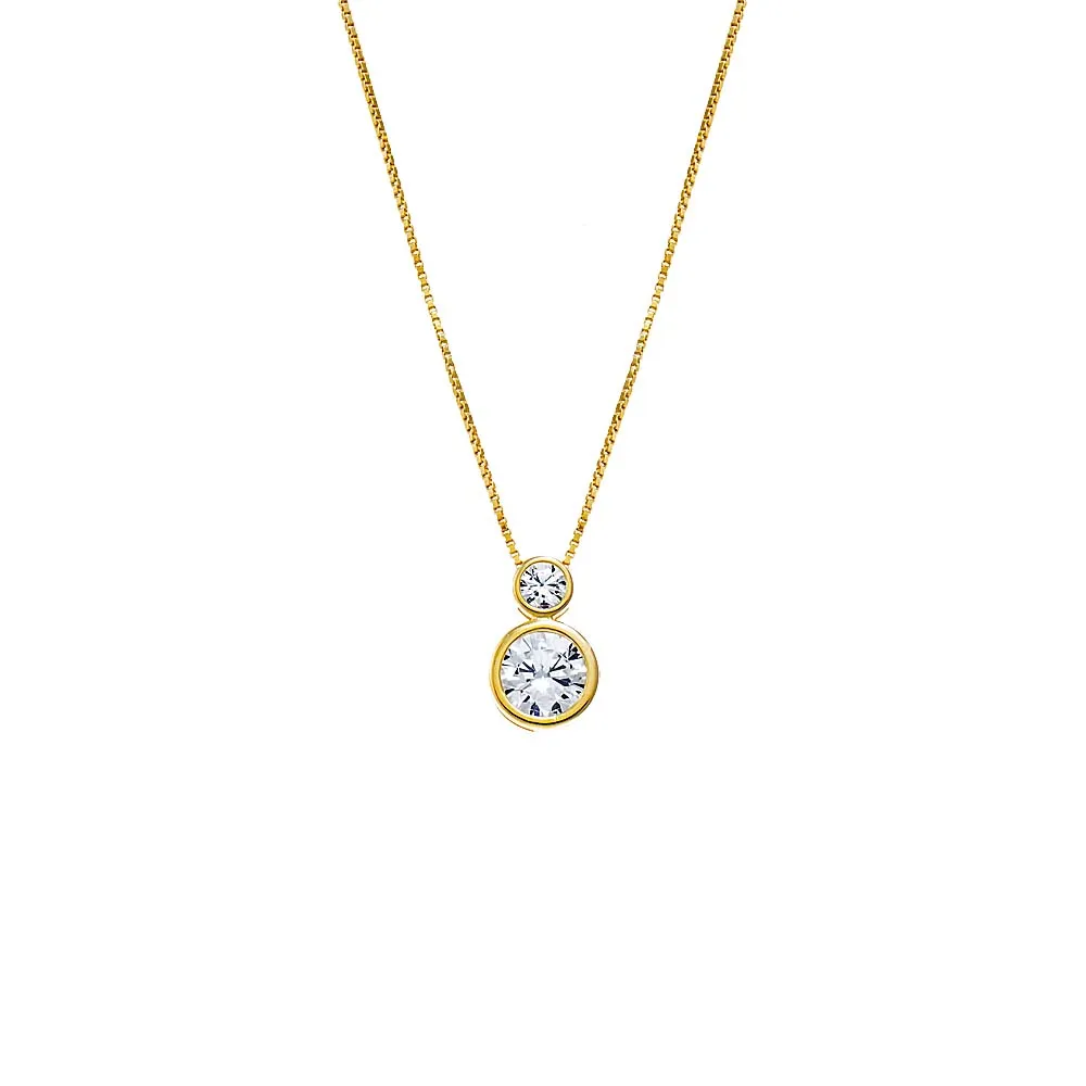 Double Graduated CZ Bezel Pendant Necklace sold by Adina Eden's