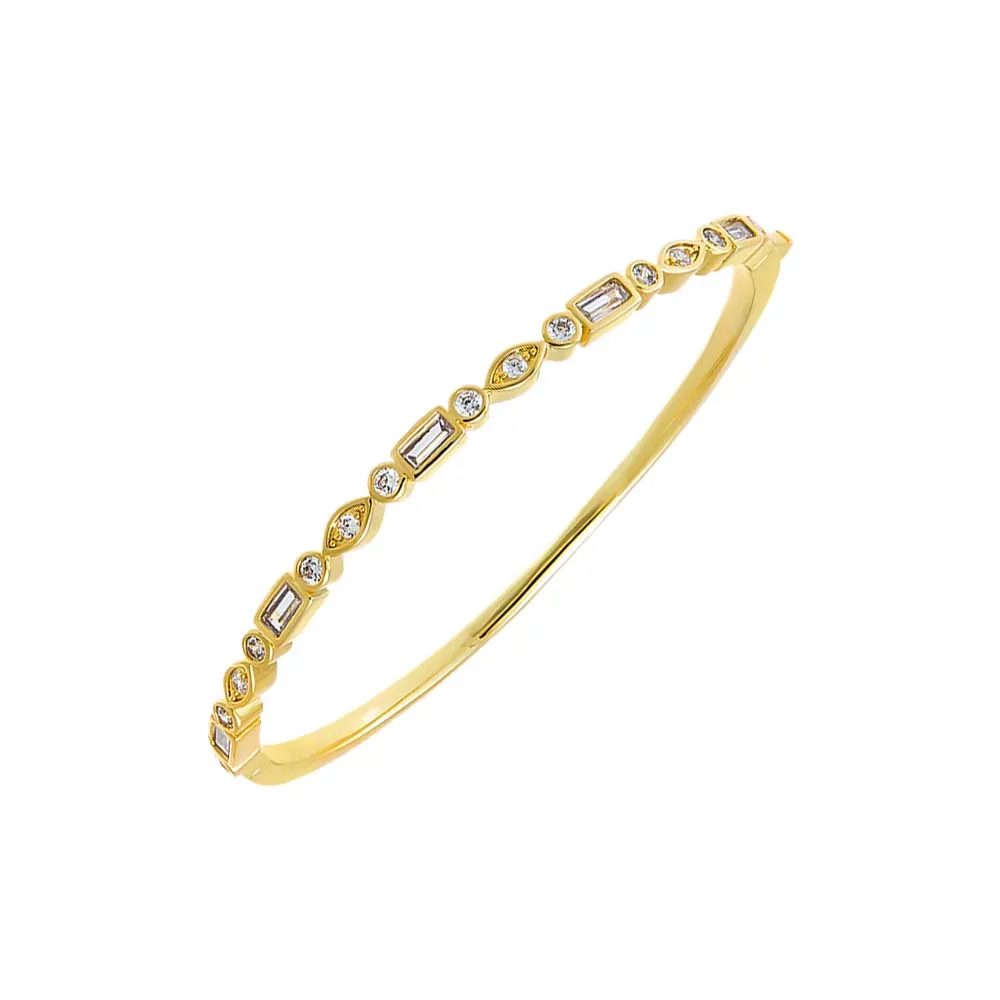 CZ Multi Shape Bezel Tennis Bangle Bracelet sold by Adina Eden's