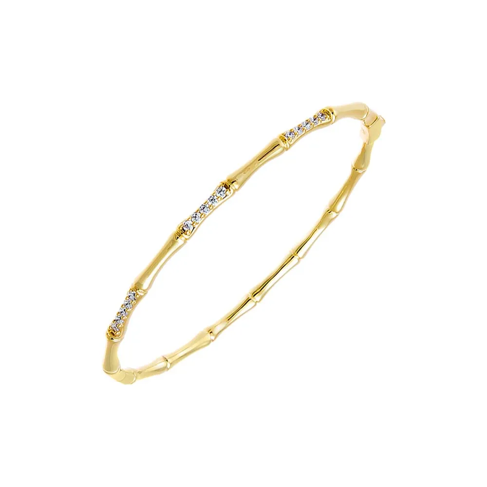 Solid/Pave Thin Bamboo Bangle Bracelet sold by Adina Eden's