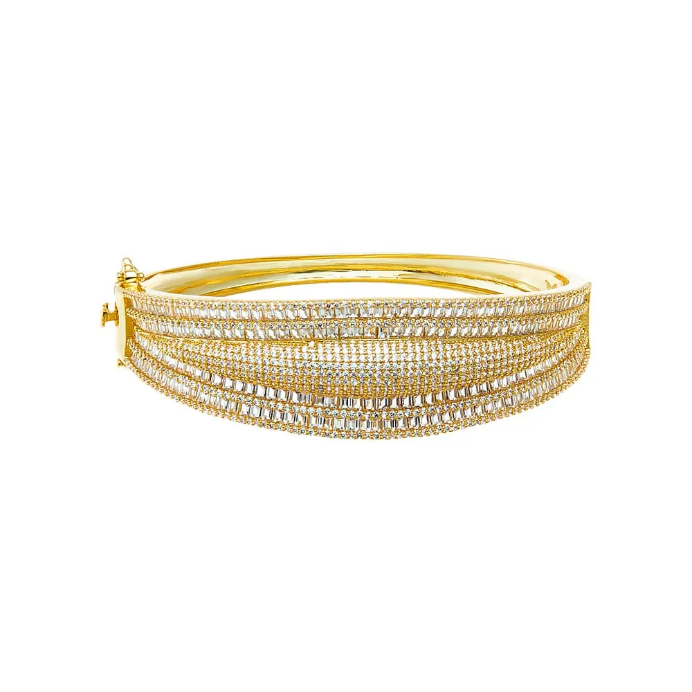 Pave X Baguette Wide Graduated Fancy Bangle Bracelet sold by Adina Eden's product image thumbnail 3