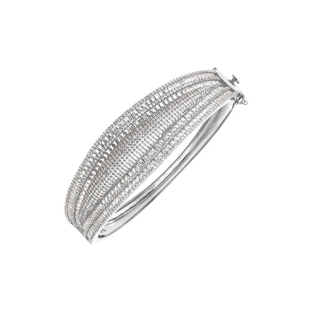 Pave X Baguette Wide Graduated Fancy Bangle Bracelet sold by Adina Eden's product image thumbnail 2