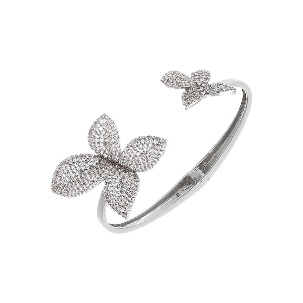 Pave Double Fancy Flower Open Bangle sold by Adina Eden's product image thumbnail 2