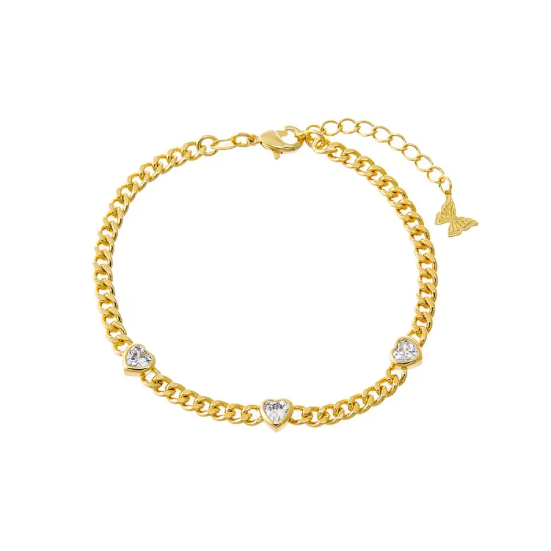 CZ Heart Bezel Cuban Chain Bracelet sold by Adina Eden's