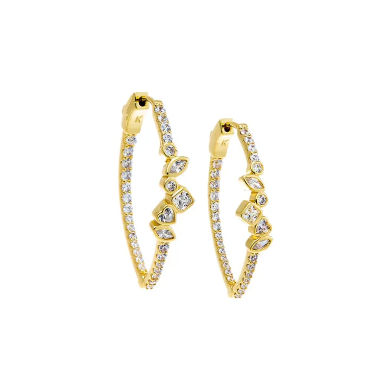 CZ Multi Shape Bezel Hoop Earring sold by Adina Eden's