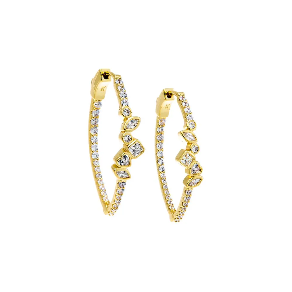 CZ Multi Shape Bezel Hoop Earring sold by Adina Eden's