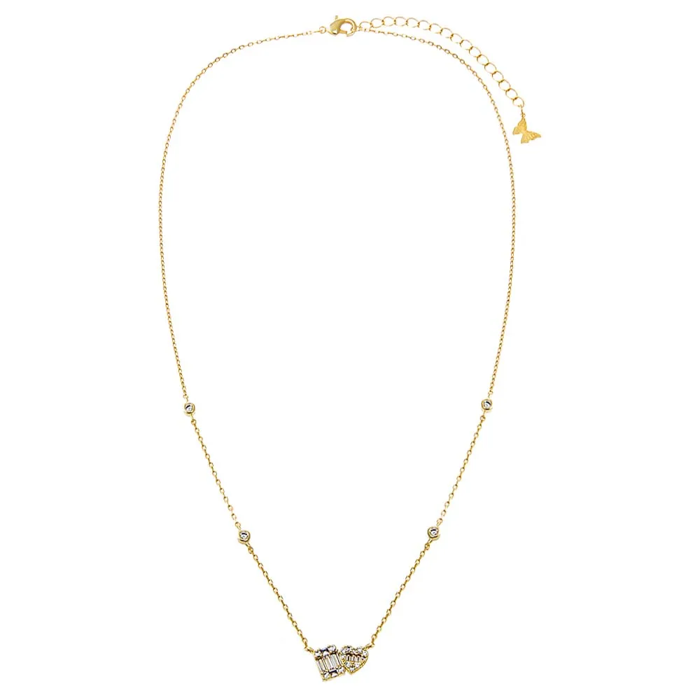 Pave X Baguette Toi E Moi Bezel Necklace sold by Adina Eden's product image thumbnail 3