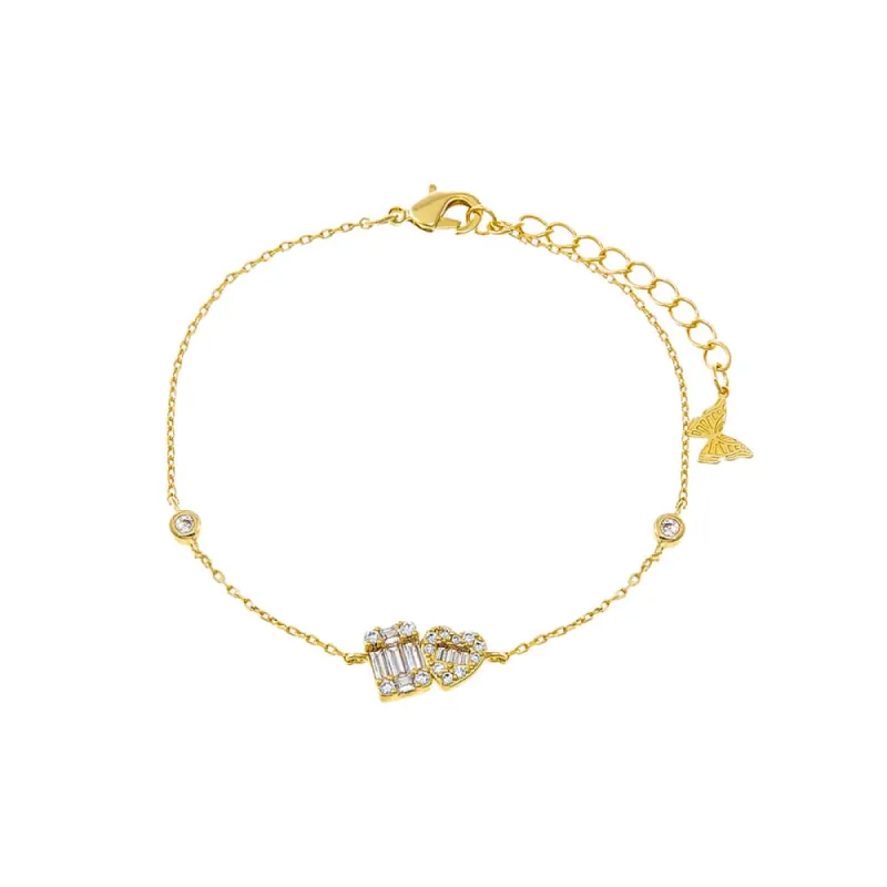 Pave X Baguette Toi E Moi Bezel Bracelet sold by Adina Eden's