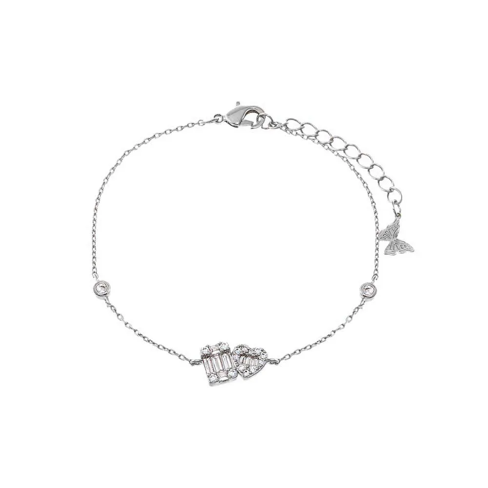 Pave X Baguette Toi E Moi Bezel Bracelet sold by Adina Eden's product image thumbnail 2