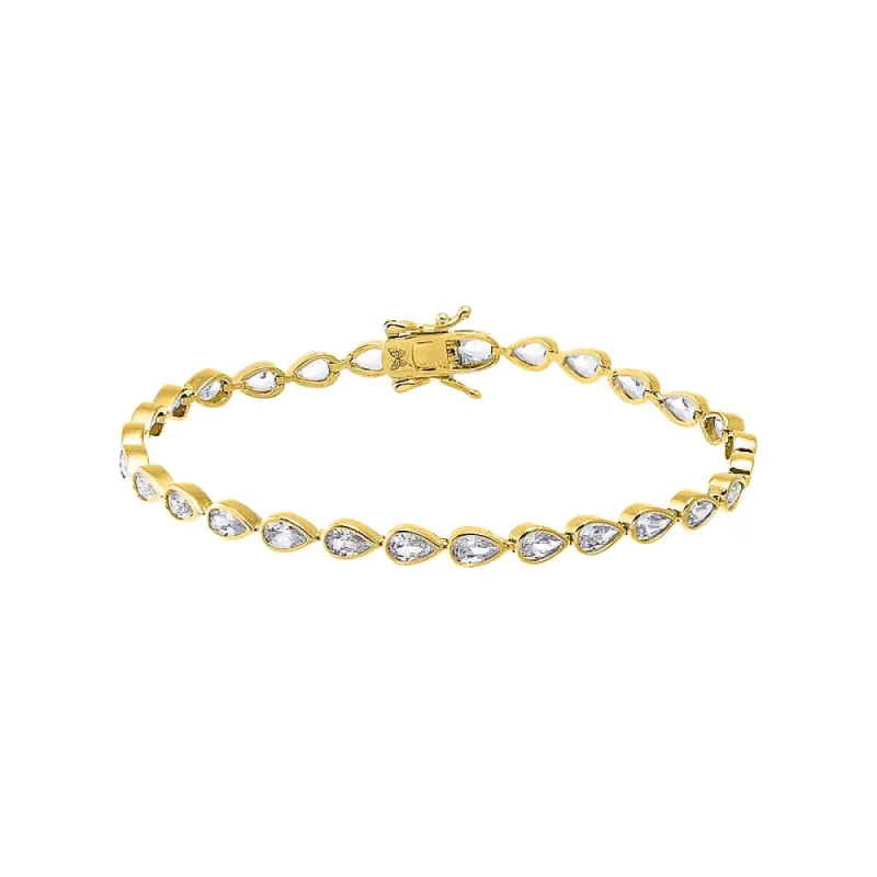 CZ Teardrop Bezel Tennis Bracelet sold by Adina Eden's