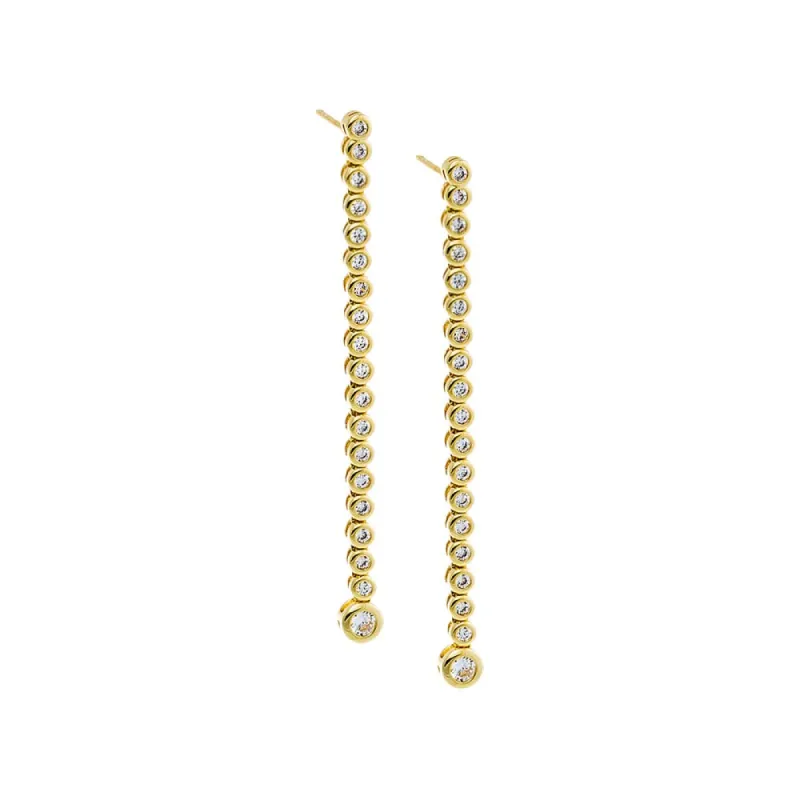 CZ Bezel Fancy Tennis Drop Stud Earring sold by Adina Eden's