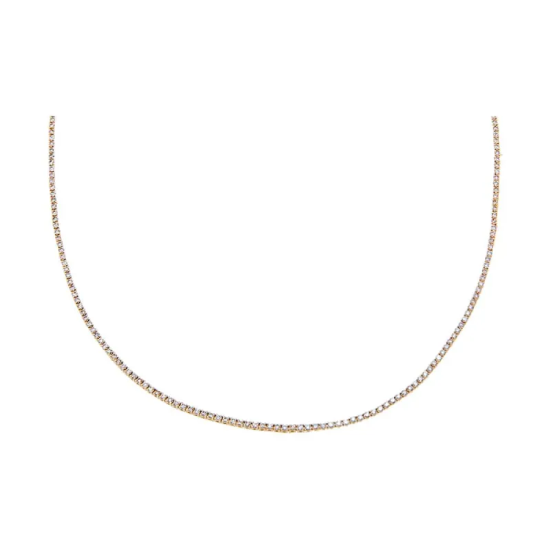 Thin Diamond Tennis Necklace 14K sold by Adina Eden's