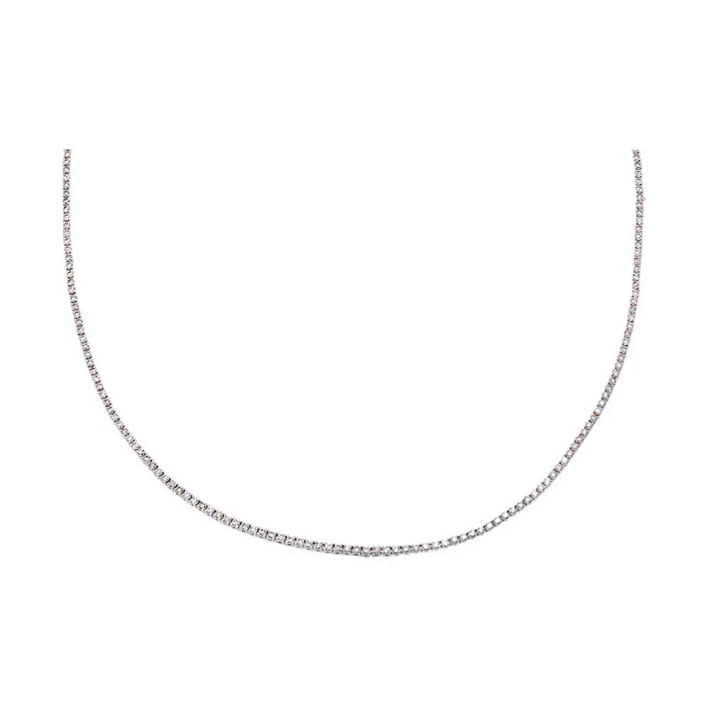 Thin Diamond Tennis Necklace 14K sold by Adina Eden's product image thumbnail 4