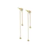 Diamond Flower X Bezel Chain Drop Stud Earring 14K sold by Adina Eden's