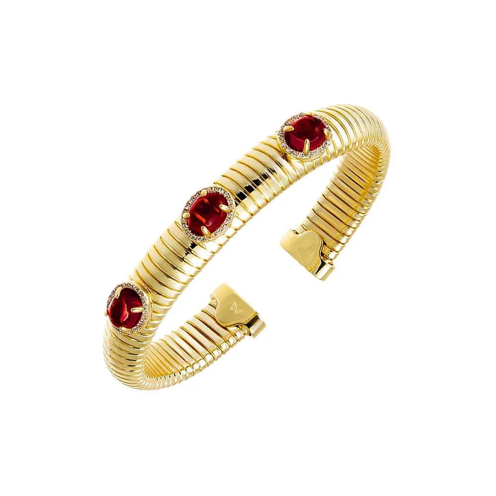 Colored Pave Triple Stone Snake Bangle Bracelet sold by Adina Eden's product image thumbnail 3