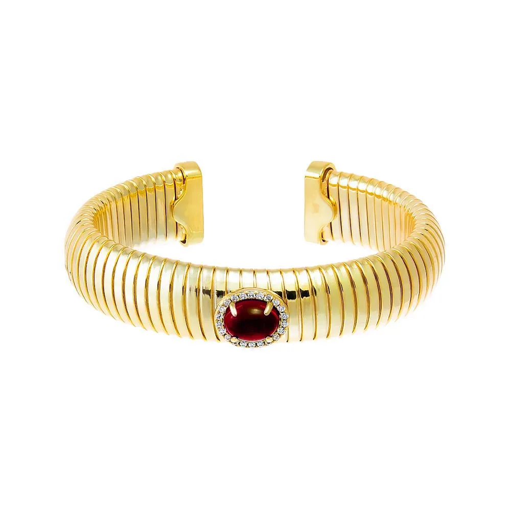 Colored Pave Stone Wide Snake Bangle Bracelet sold by Adina Eden's product image thumbnail 3