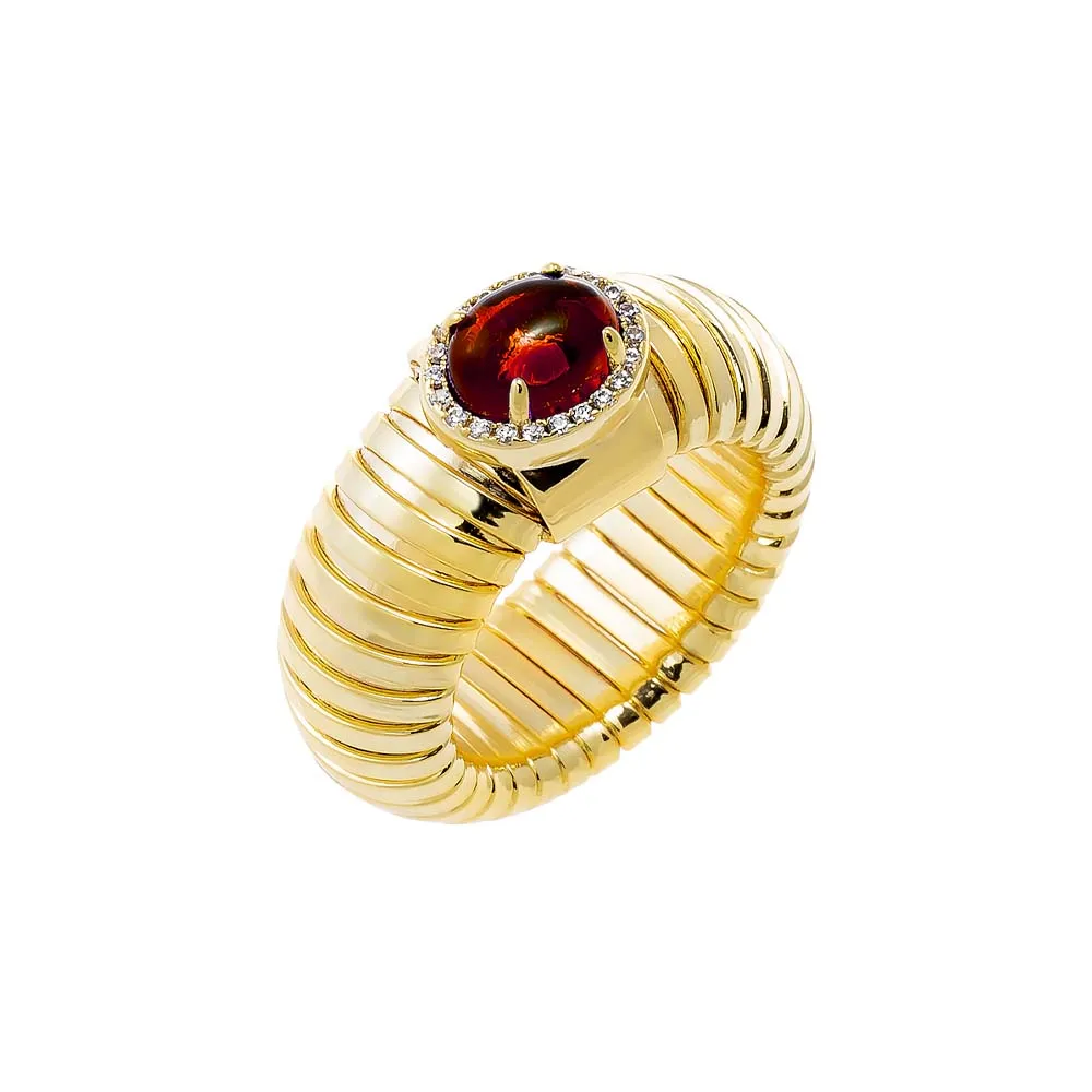 Pave Outlined Colored Stone Wide Ridged Band Ring sold by Adina Eden's product image thumbnail 3