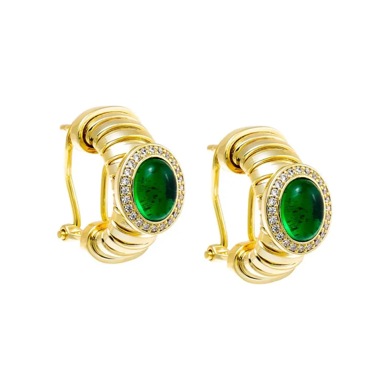 Pave Colored Stone Open Hoop Earring sold by Adina Eden's