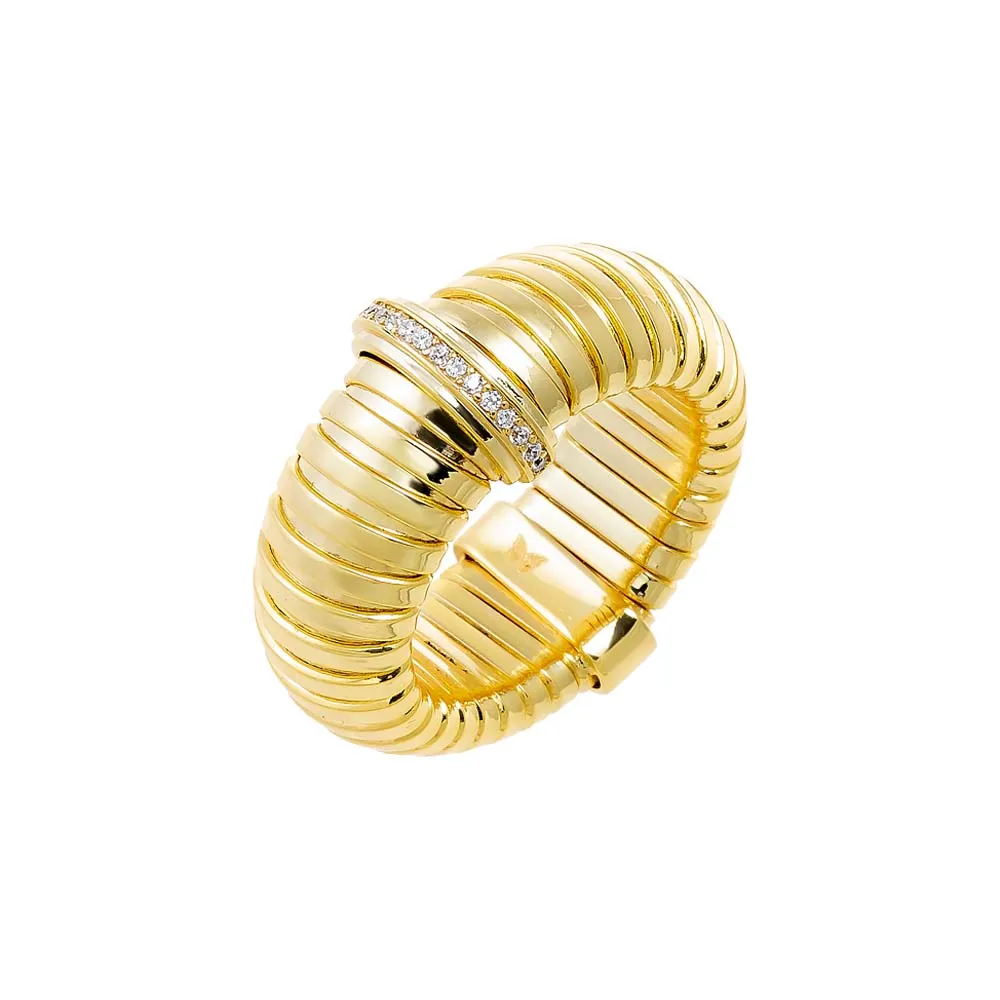 Pave Accented Wide Ridged Ring sold by Adina Eden's