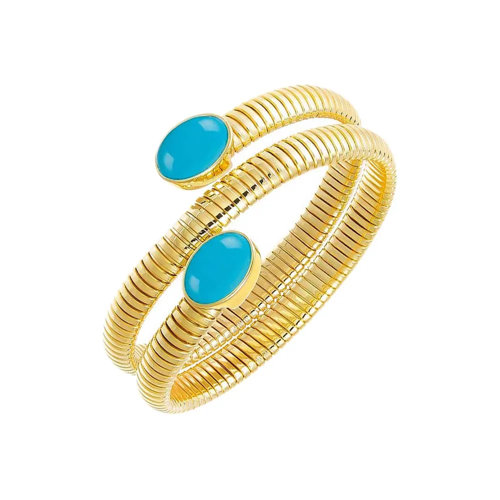Colored Stone Wrap Snake Bangle Bracelet sold by Adina Eden's product image thumbnail 4