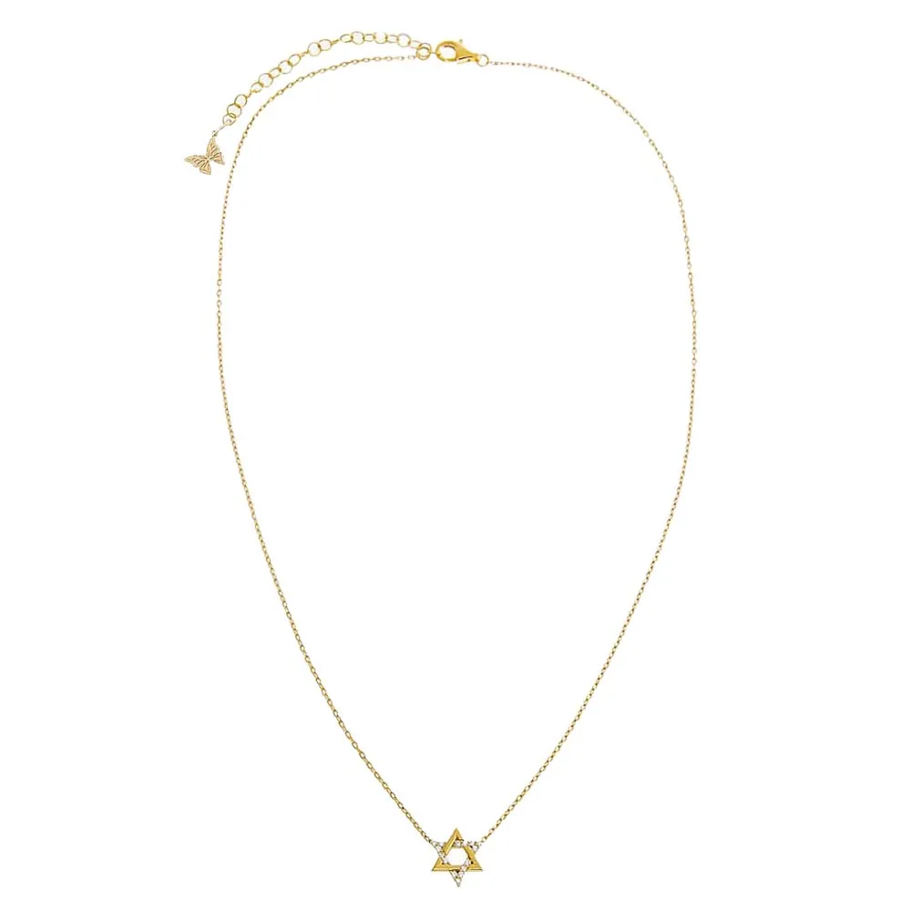 Pave Accented Star Of David Pandant Necklace sold by Adina Eden's product image thumbnail 2