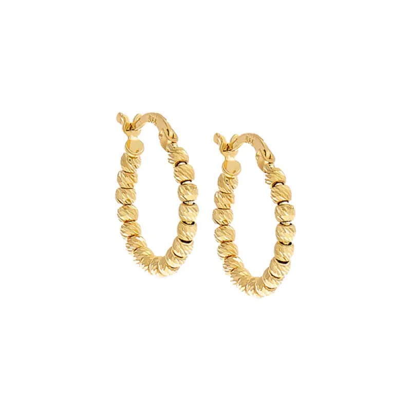 Moon Cut Beaded Hoop Earring 14K sold by Adina Eden's