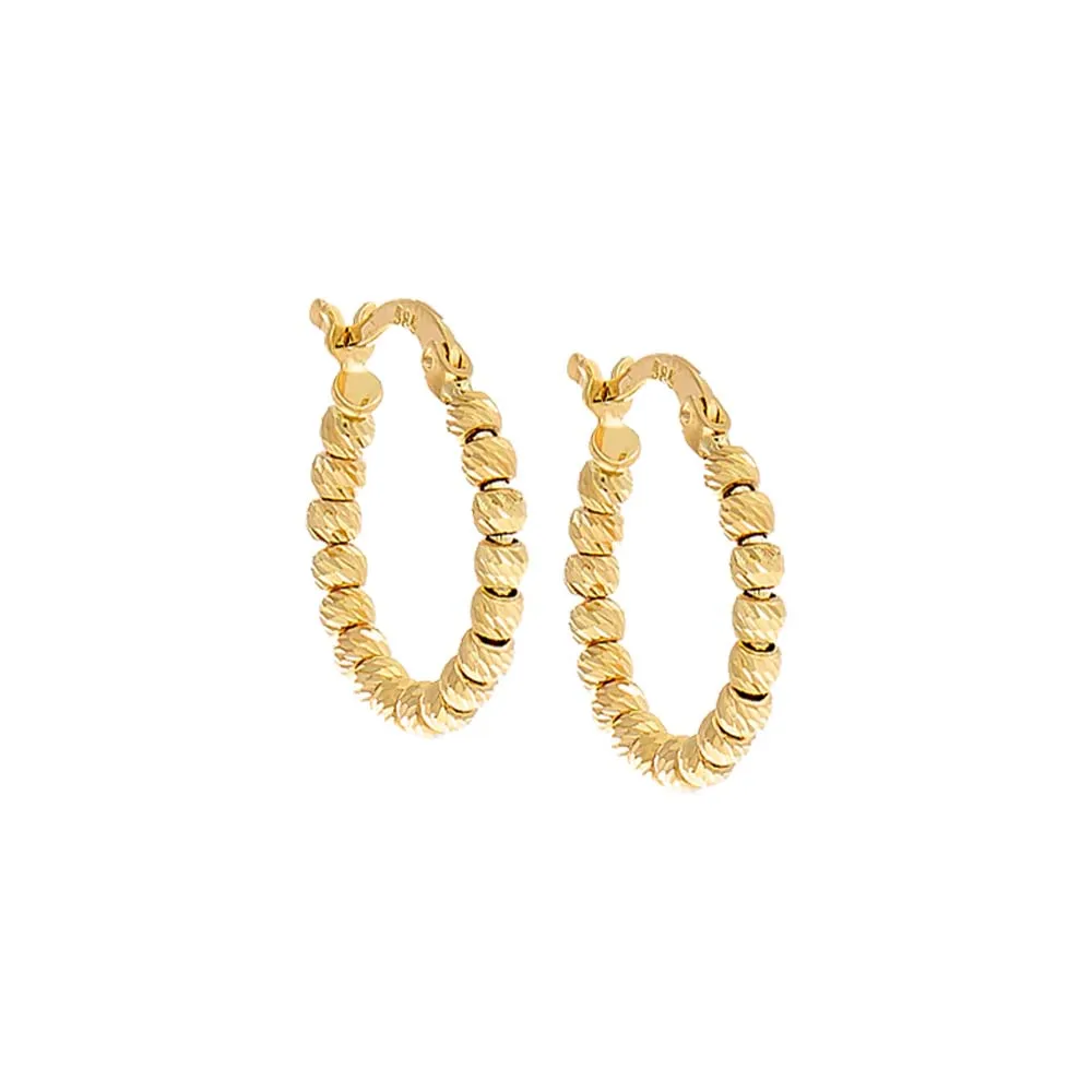 Moon Cut Beaded Hoop Earring 14K sold by Adina Eden's