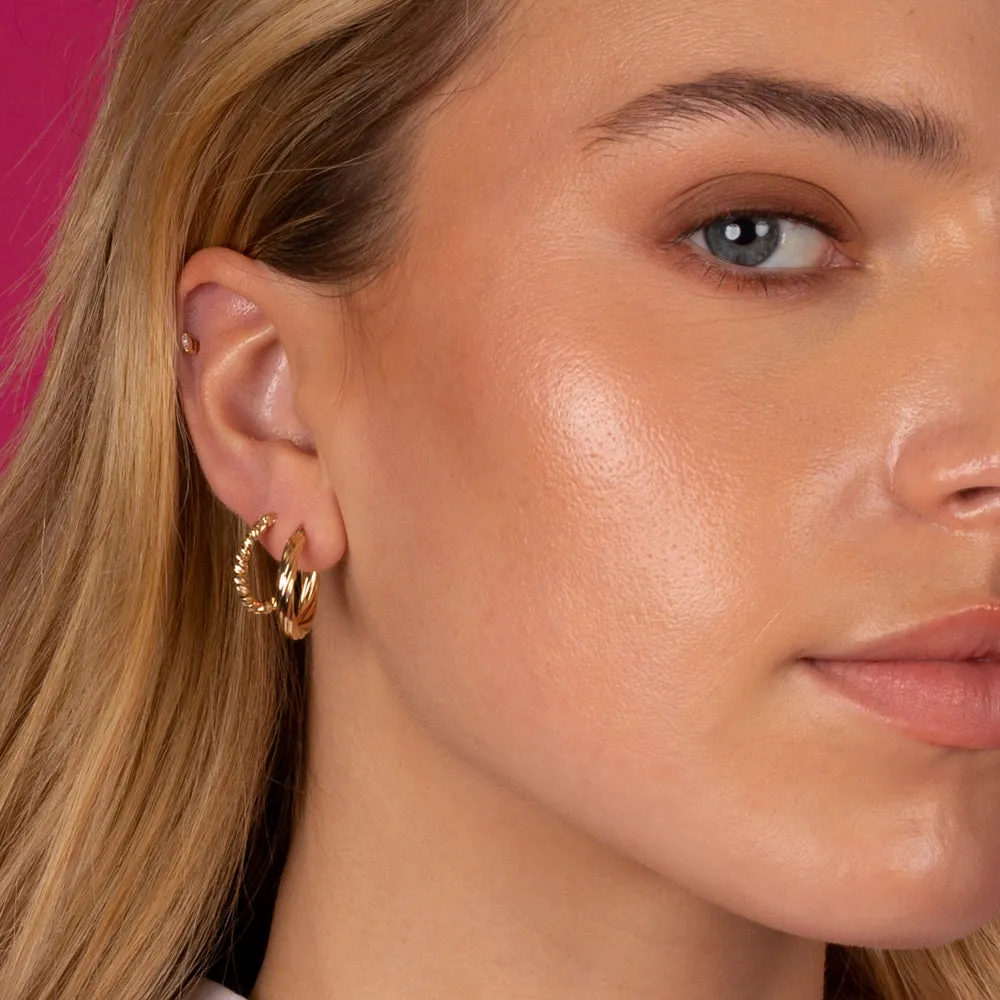 Moon Cut Beaded Hoop Earring 14K sold by Adina Eden's product image thumbnail 4