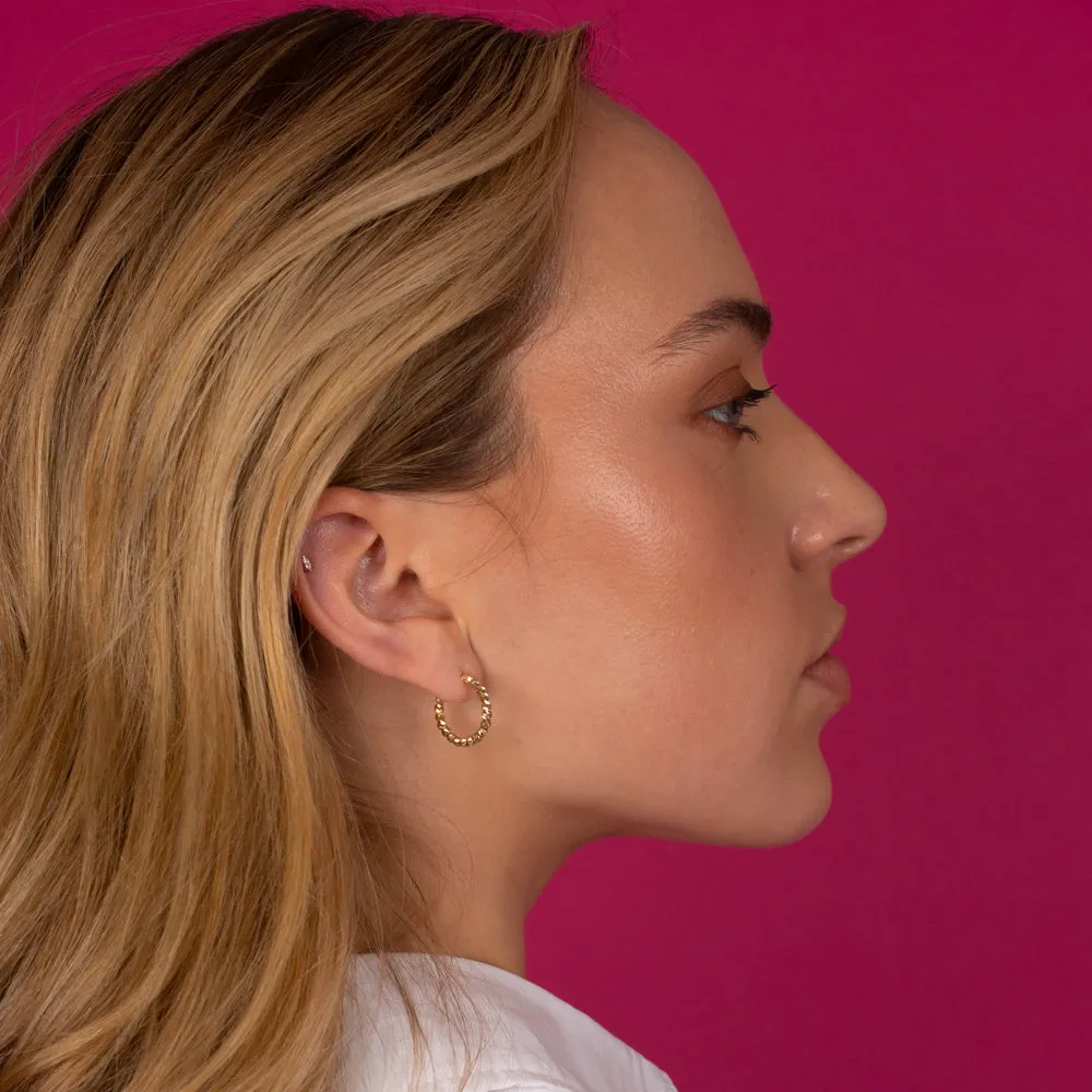 Moon Cut Beaded Hoop Earring 14K sold by Adina Eden's product image thumbnail 3