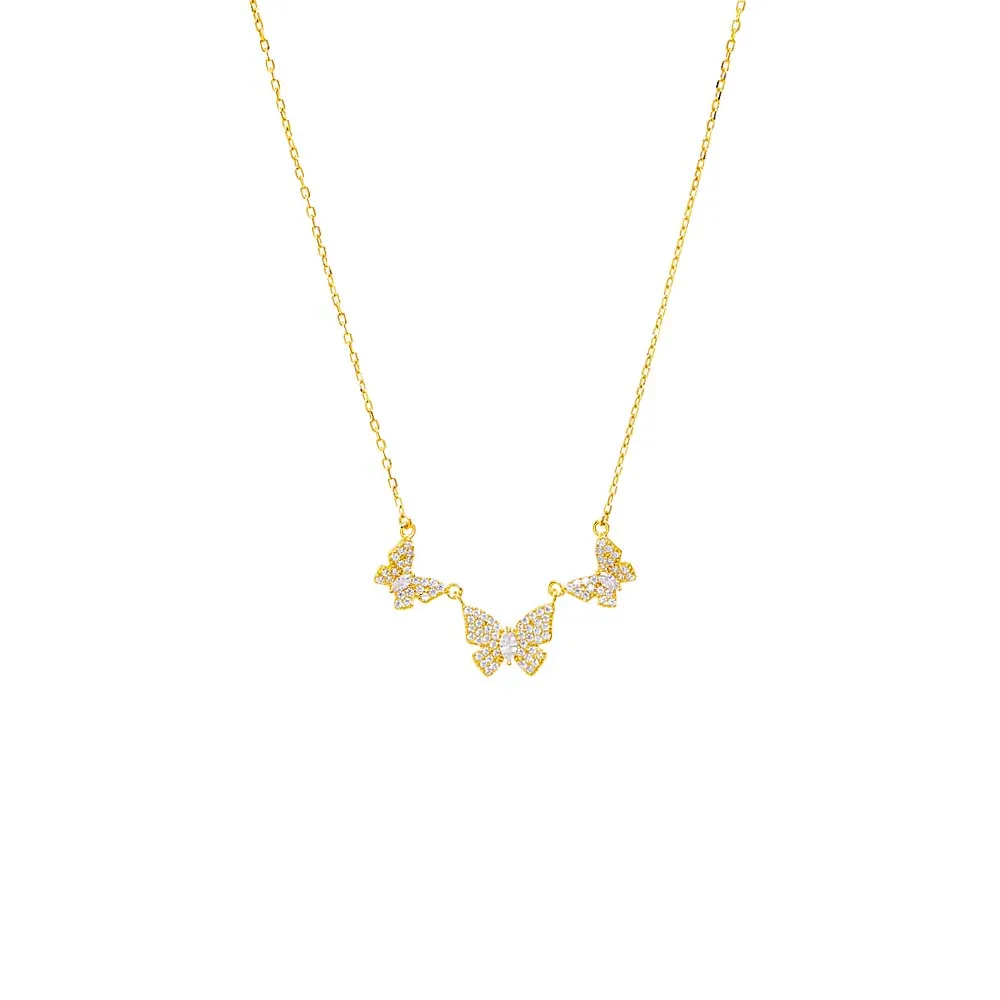 Pave Triple Butterfly Necklace sold by Adina Eden's