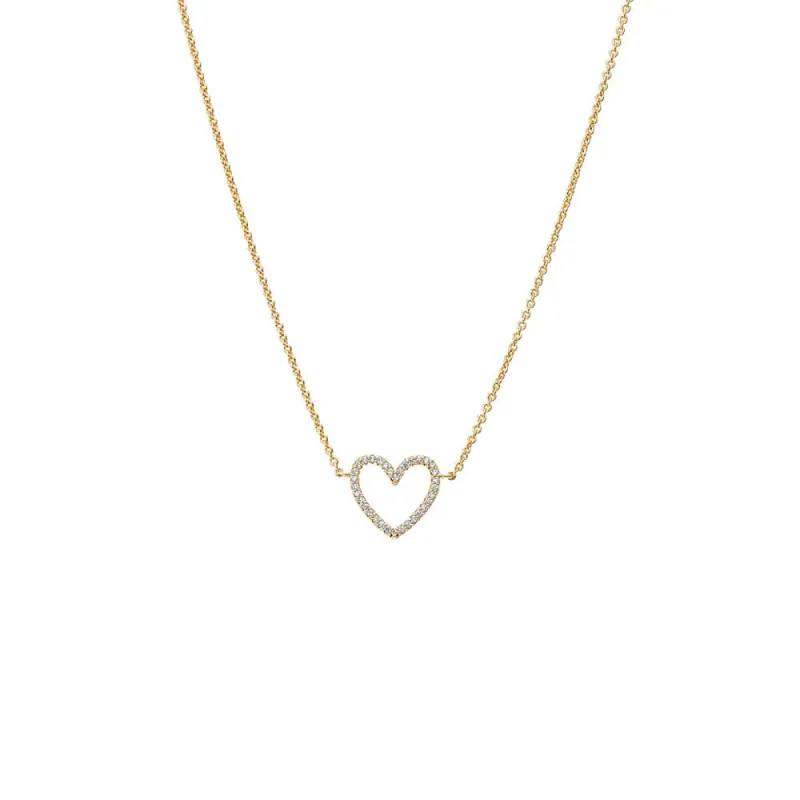 Pave Open Heart Pendant Necklace sold by Adina Eden's