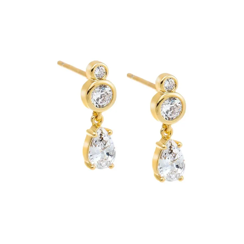CZ Bezel X Dangling Teardrop Stud Earring sold by Adina Eden's