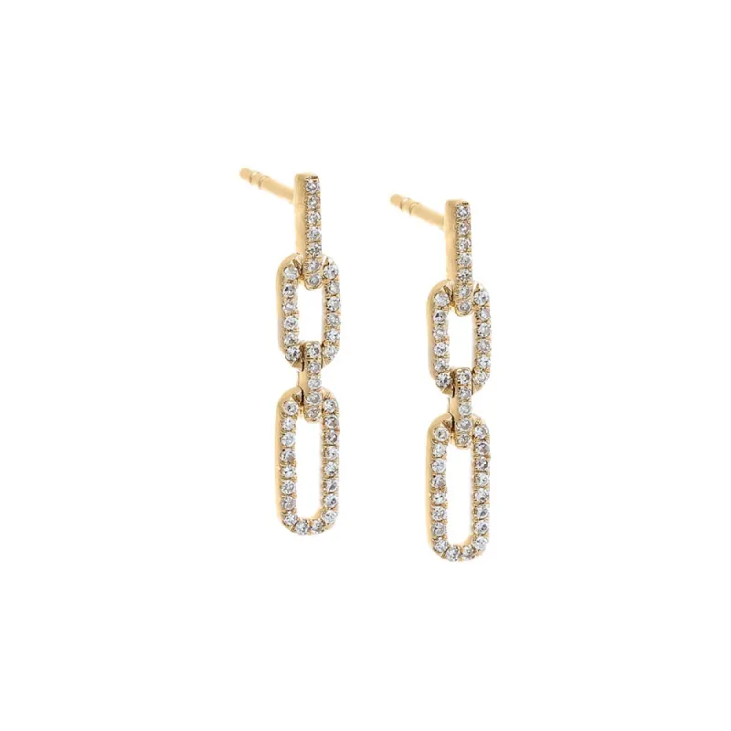 Diamond Pave Open Box Link Drop Stud Earring 14K sold by Adina Eden's