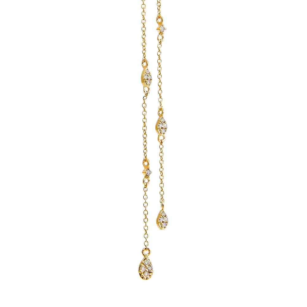 Diamond Teardrops Double Drop Chain Stud Earring 14K sold by Adina Eden's product image thumbnail 3