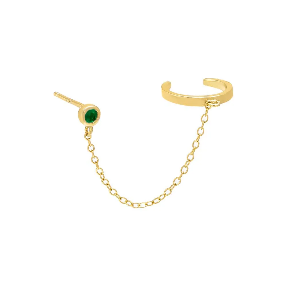 Bezel Chain Stud Ear Cuff sold by Adina Eden's product image thumbnail 3