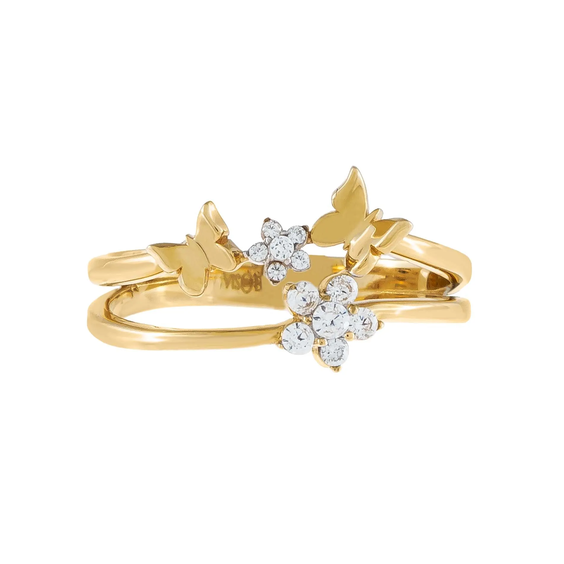 CZ Flower X Butterfly Ring 14K sold by Adina Eden's product image thumbnail 3
