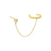 Bezel Chain Stud Ear Cuff sold by Adina Eden's