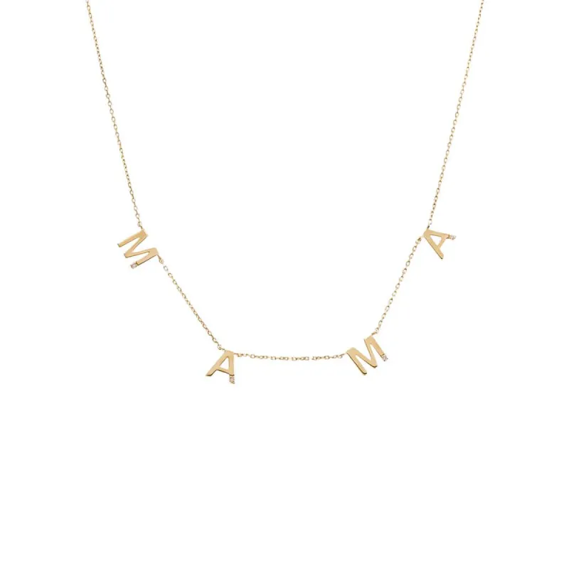 Tiny Diamond Scattered Mama Necklace 14K sold by Adina Eden's