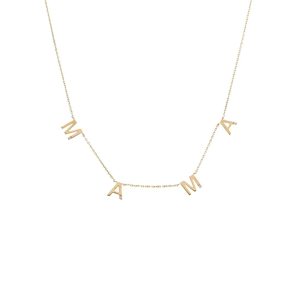 Tiny Diamond Scattered Mama Necklace 14K sold by Adina Eden's