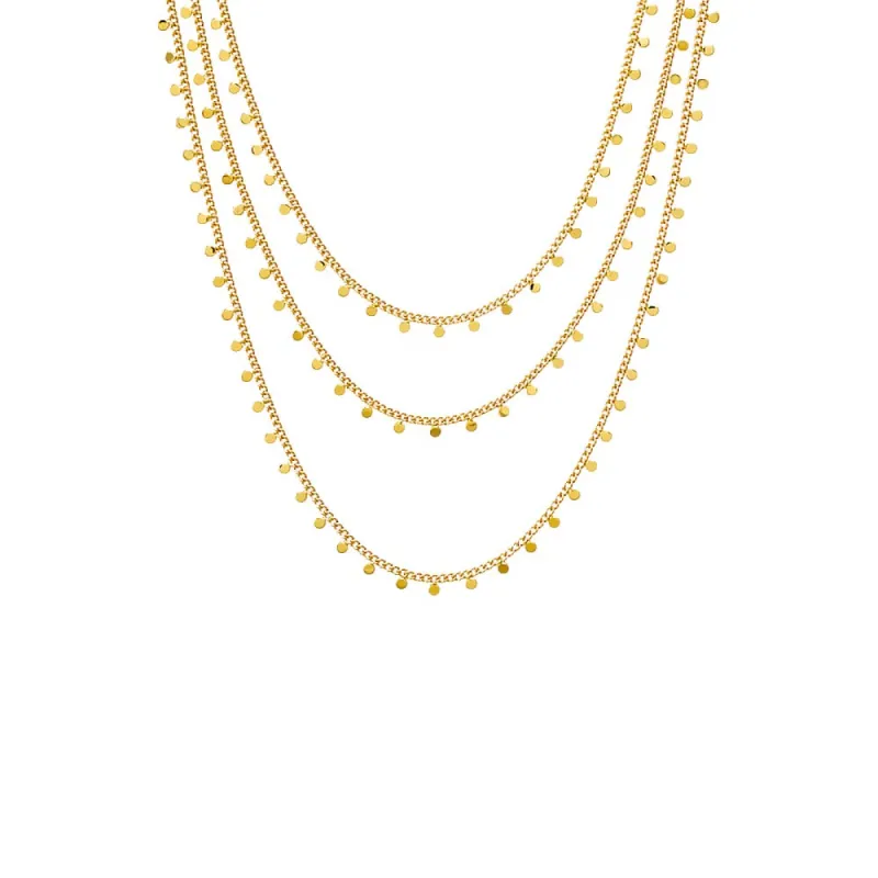 Solid Dangling Discs Cuban Link Necklace Combo Set sold by Adina Eden's