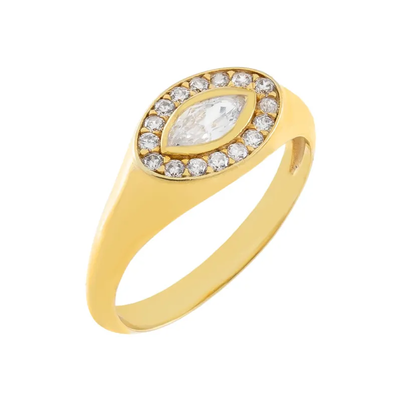 CZ Oval Cut Signet Ring sold by Adina Eden's