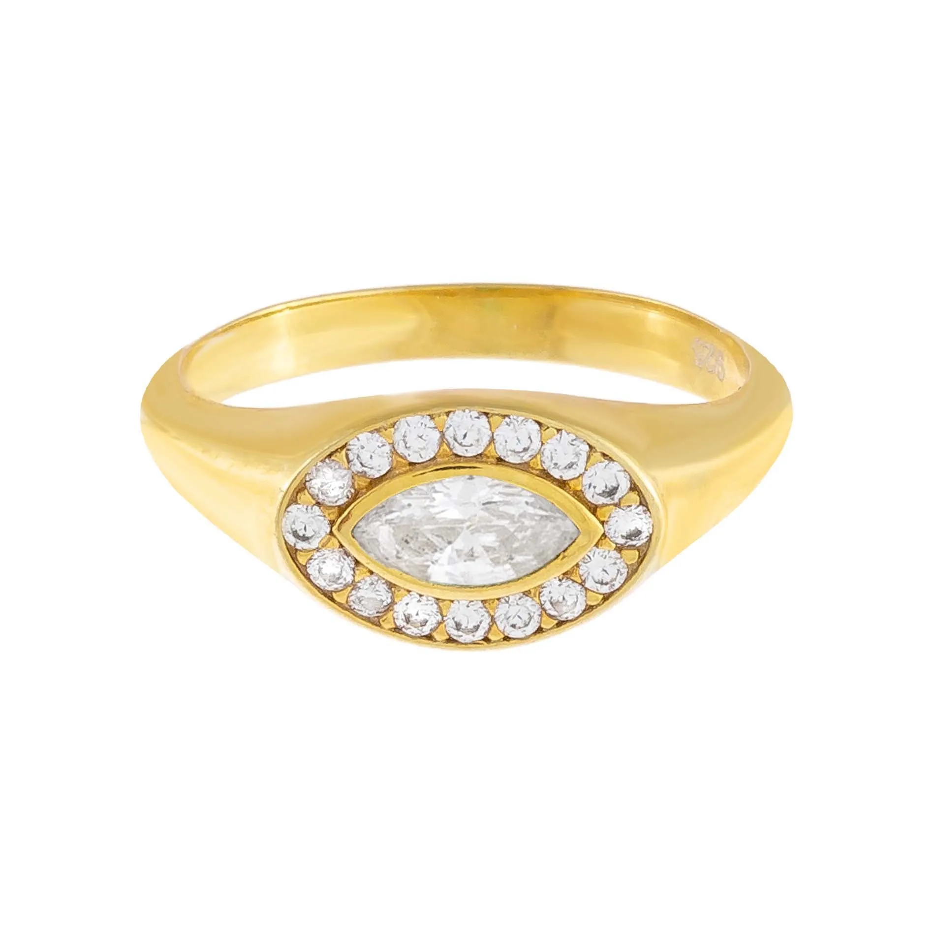 CZ Oval Cut Signet Ring sold by Adina Eden's product image thumbnail 5