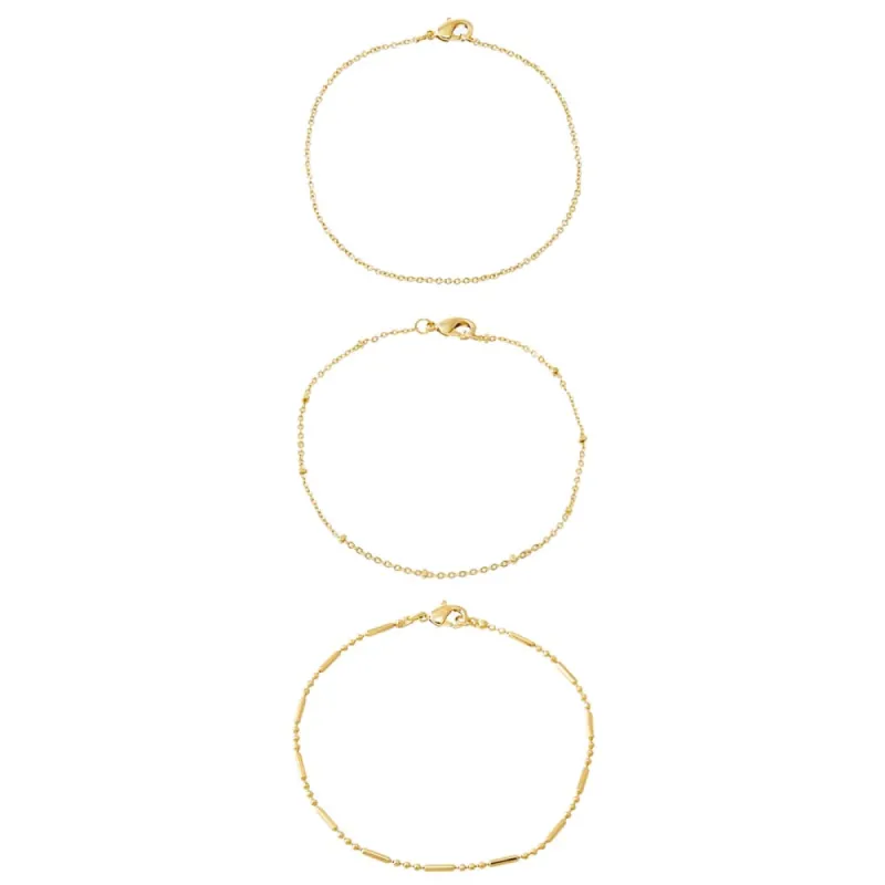 Dainty Beaded Ball Chain Bracelet Combo Set sold by Adina Eden's