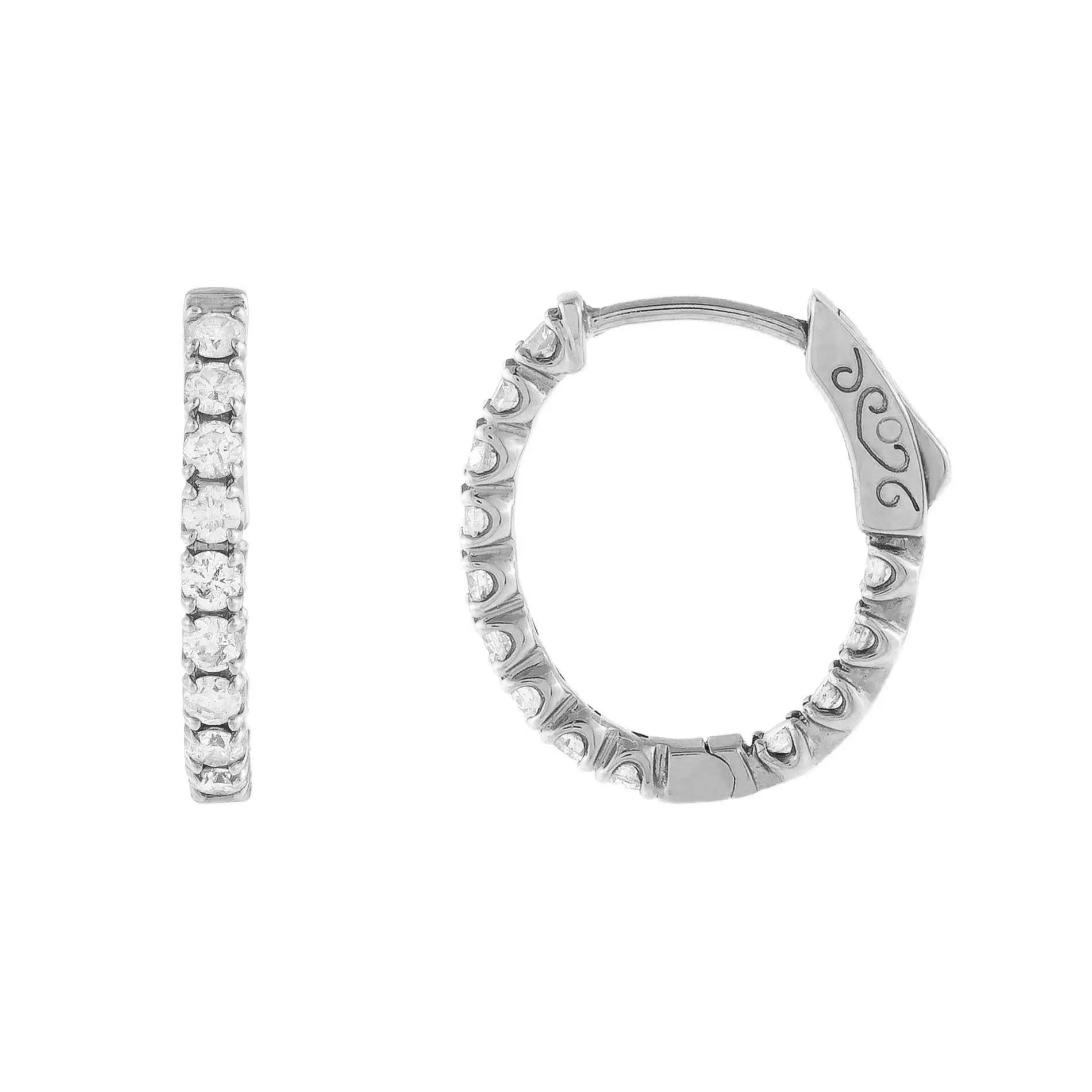 Diamond Oval Hoop Earring 14K sold by Adina Eden's product image thumbnail 3
