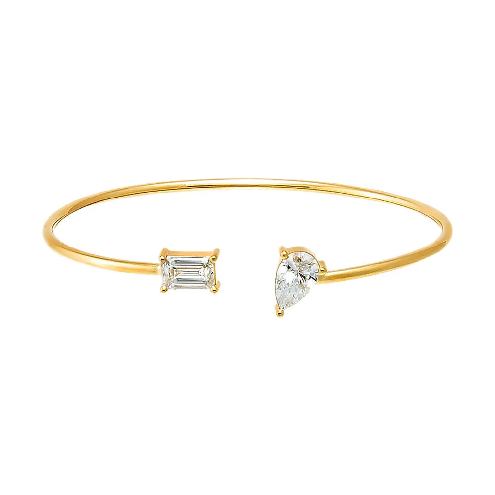 Lab Grown Diamond Pear X Baguette Open Bangle 14K sold by Adina Eden's product image thumbnail 2