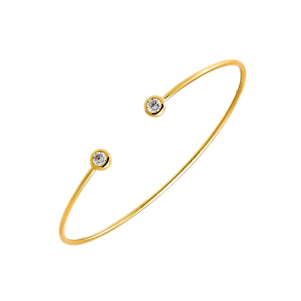 Lab Grown Diamond Bezel Open Bangle 14K sold by Adina Eden's
