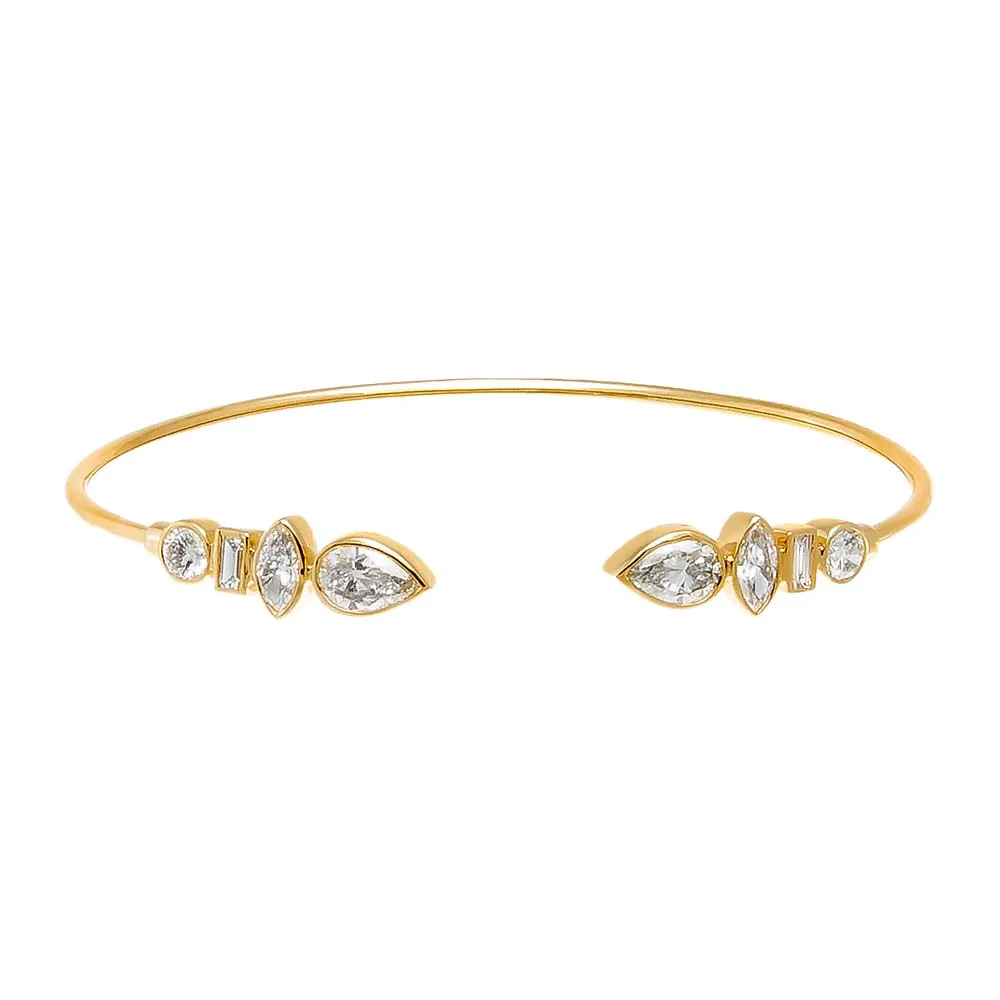 Lab Grown Diamond Bezel Multi Shape Open Bangle 14K sold by Adina Eden's product image thumbnail 2
