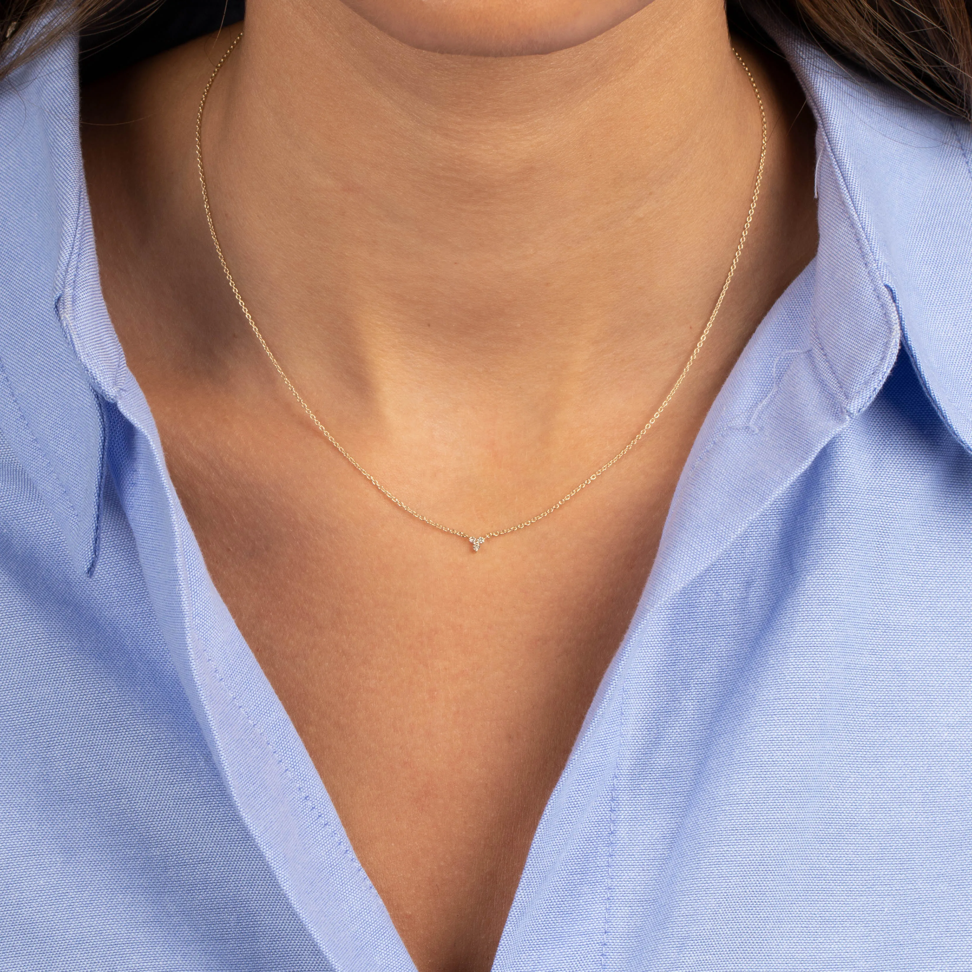 Diamond Mini Trio Cluster Necklace 14K sold by Adina Eden's product image thumbnail 2