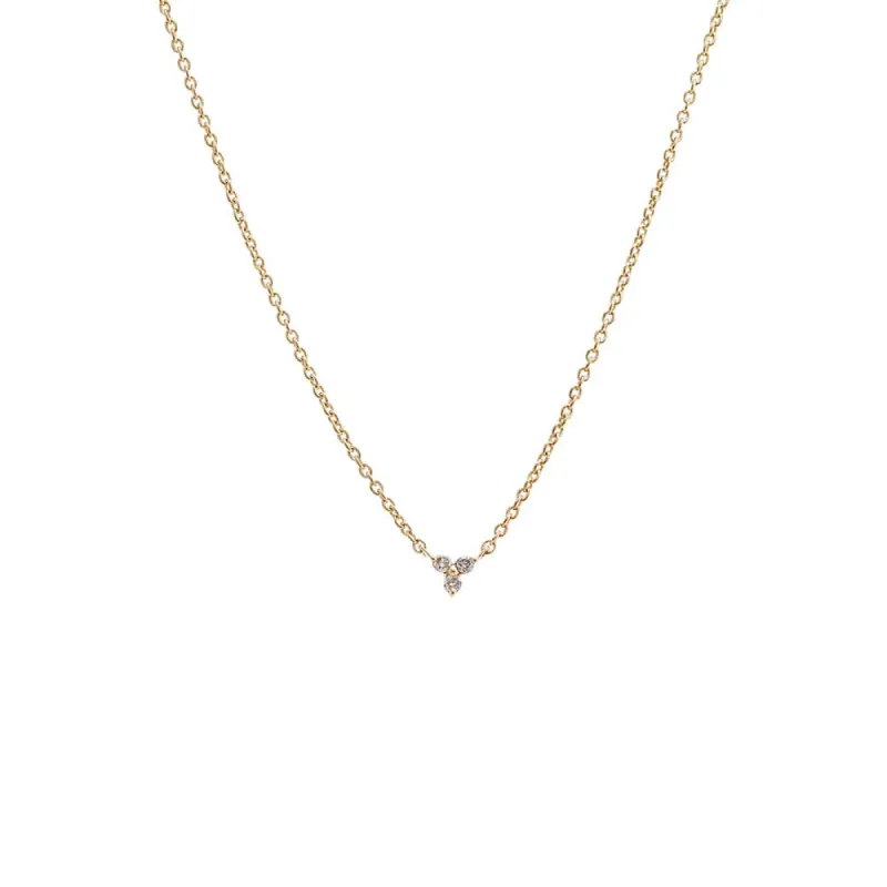 Diamond Mini Trio Cluster Necklace 14K sold by Adina Eden's
